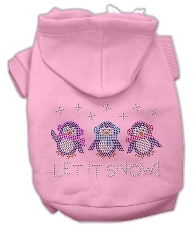 Let it Snow Penguins Rhinestone Hoodie Pink L